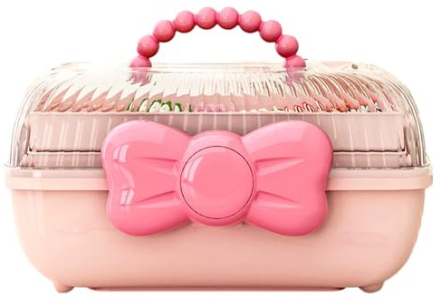3 Etagen Aufbewahrungsbox Haarschmuck Kinder Mädchen, Haargummi Aufbewahrung Mit Griff, Plastik Schmuckkästchen Mit 6 Fächern, Bastelbox Aufbewahrung Kinder Für Näharbeiten, Haar Accessoires