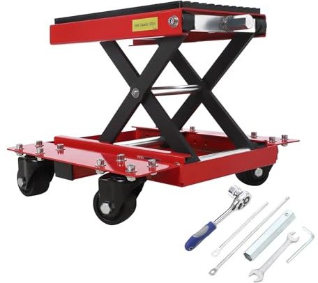 AYJYZHIAG Cric Moto 1200 LB avec Chariot, Support de Levage à Ciseaux for Tout-Terrain, VTT, Cruiser Large Plateau