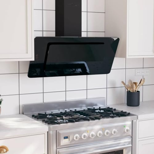Générique Hotte Murale 90 cm Acier Inoxydable et Verre trempé Noir Maison & Jardin Arts de la Table & Arts culinaires Électroménager de Cuisine Hottes aspirantes (Poids 11.9KG)