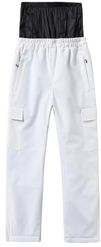 Genérico Pantalones de Esquí para Niñas con Aislamiento Térmico Tecnología Impermeable y Respirable Ideal para Deportes Invernales Actividades Exteriores (White, 14)