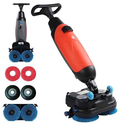 LMYYDES 36V Commercial Floor Scrubber, 10.5A Power with 2x200W Brush Motors & Dual Water Tanks (4L+6L), Automatic Scrubber Dryer