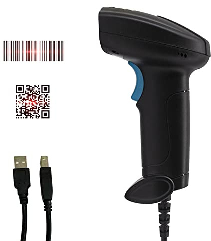 Spacnana Kabelloser Barcode-Scanner, Ergonomischer USB-Hand-Barcode-Leser, 1D-2D-QR-Code, Kompatibel mit für Einzelhandel und Logistik (U-2)