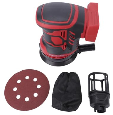 Mumusuki Ponceuse Polisseuse sans Fil, 18 V 5 Pouces 300 W avec 3 Vitesses 7000 9500 11 000 Tr/min et Sac de Collecte de Poussière, pour le Ponçage du Bois, Polissage de Voiture,