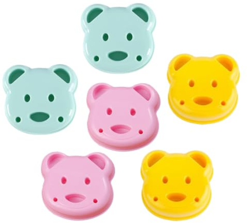 JEWEDECO Set di 6 Formine per Sandwich a Forma di Orso in Pp Riutilizzabili, Utensili da Cucina Creativi per Taglio Pane Tostato, e Uso in Cucina