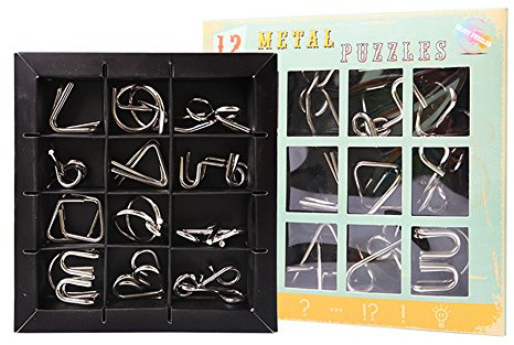 Gracelaza 12 Stück Entwirrung Puzzles Geduldspiele Set - Knobelspiele Kit - Magisches Spielzeug - Denksportaufgaben Metallpuzzle - Ideal Spielzeug und Geschenk für Junge und Mädchen