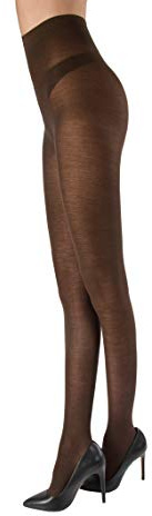WOOTI TIGHTS Collant CARBONARA S Marrone, in Lana Merinos 100 den, Calza Calda, Coprente, Resistente, Morbida, adatta alla stagione Invernale, XL, disponibile anche in colori Melange