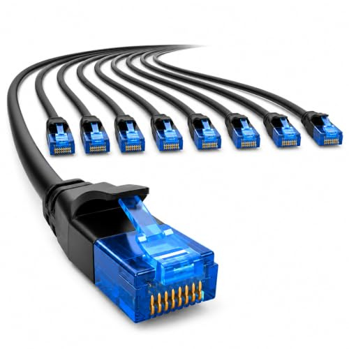 1aTTack.de 660288 Cat6 Cat.6 Kabel Cat Netzwerkkabel 0,5m - Patchkabel Slim Kabel (Kleiner Durchmesser - sehr flexibel) 1000 Mbit/s - 10 Stück - schwarz