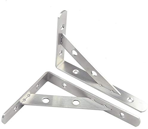 Schwerlast Regal Konsole, Tiberham 2 Stück 147 x 100 mm Wandmontage Regalhalterung, 90 Grad Winkelträger Schwerlastträger Regalträger Wandhalter, Tragkraft 50kg