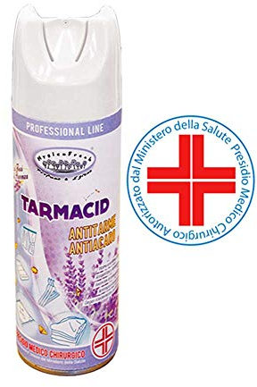 Tarmacid Profumo Deodorante Spray Antitarme Antiacaro Professionale per Tessuti Ambienti Guardaroba Cassetti Lavanderia Insetticida Presidio Medico Chirurgico - 400 ml