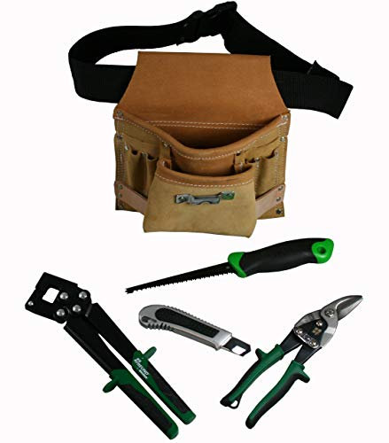 Freund Trockenbau-Kit bestehend aus Verbundzange, Blechschere, Stichsäge, Cuttermesser und Ledergürteltasche; 45180013