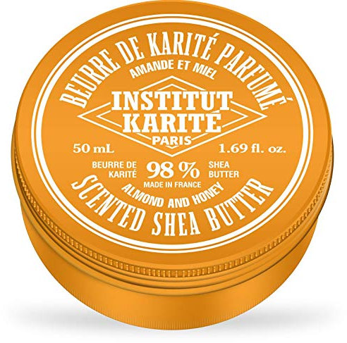 Institut Karité Paris – 98% Pur Beurre de Karité parfum Amande et Miel 50ml – Produit naturel pour cheveux, corps et visage – Pure Shea Butter for body, face and hair