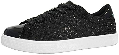 LUCKY STEP Glitter sneakers snörning | modesneakers | glittrande skor för kvinnor, Svart, 6 US