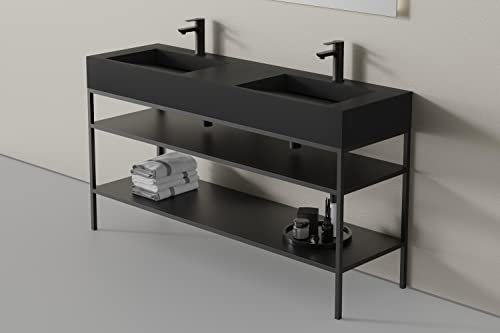 Bernstein Waschbecken Metallkonsole 150S stehend - Schwarz matt - passendes Untergestell Waschbecken TWG16