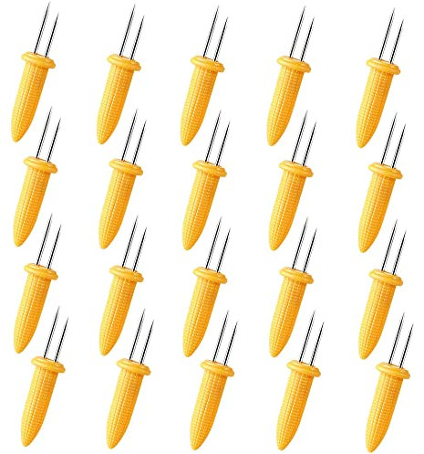 20 Stück Edelstahl Maiskolben Spieße Mais Halter Maiskolbenhalter Grillspieße Gabel Sticks Spieße Edelstahl für Maiskolben für BBQ Twin Prong Zuckermais Halter Hausmannskost Gabel