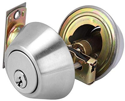 Deadbolt Lock, Ball Entry Door Knob Double Cylinder Stainless Steel Front Door Lock Security Door Bolt with Key on Both Side for Home Office Hotel Bedroom Garage(Silver)