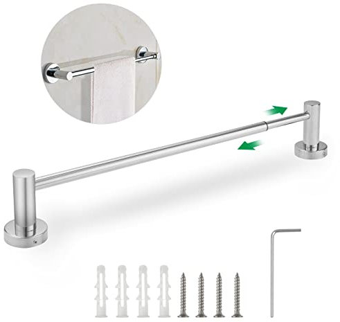 SENENQU Portasciugamani in acciaio inossidabile, 40-70 cm, regolabile, da parete, con viti, barra porta asciugamani espandibile lucida per accessori da bagno e cucina