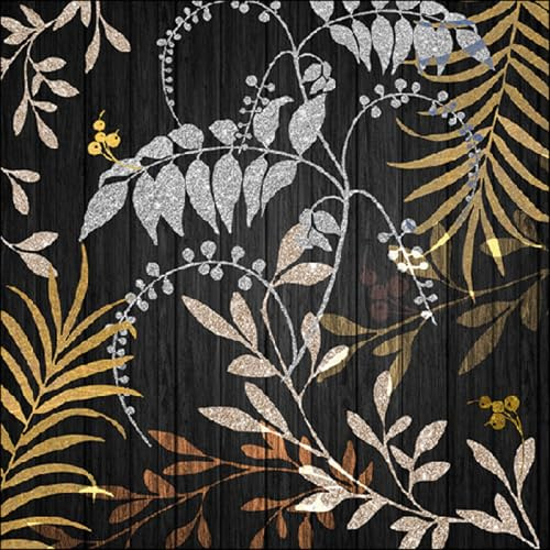 20 Servietten Edle Blätterzusammenstellung | Blätter | schwarz | gold | Herbst | Herbstservietten | Gäste | Tischdeko | Dekoration | Fest | Feier | basteln | Decoupage | Serviettentechnik 33x33cm