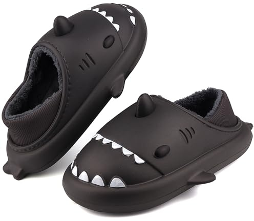 Requin Chaussons Femmes Peluche Pantoufles Homme Hiver Imperméable Chaud Claquettes Antidérapant Maison Chaussons