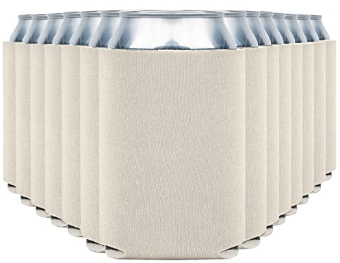 Blank Beer Can Coolers Sleeves (30-Pack) Soft Insulated Beer Can Coolies - HTV Friendly Plain Koolies in Bulk for Beer Cans & Bottles - Coolie Blanks for Vinyl Projects & Wedding Favors (Stone)