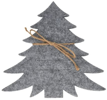 ZauberDeko Besteckhalter Tannenbaum Filz Grau oder Schwarz Weihnachten Deko 18cm H 4 Stück, Farbe:Grau