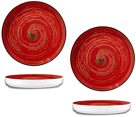 Wilmax - Assiettes plates gourmet SPIRAL - Lot de 2 - Forme originale - Design moderne - Résistantes aux rayures - Polies à la main - Pour un usage domestique - Pour les restaurants - Diamètre 23 cm