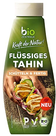 biozentrale flüssiges Tahin | 310 g | vegan & glutenfrei | in der Squeezeflasche, schütteln & fertig | Proteinquelle | Sesampaste als Topping für Bowls oder zum Verfeinern von Dips