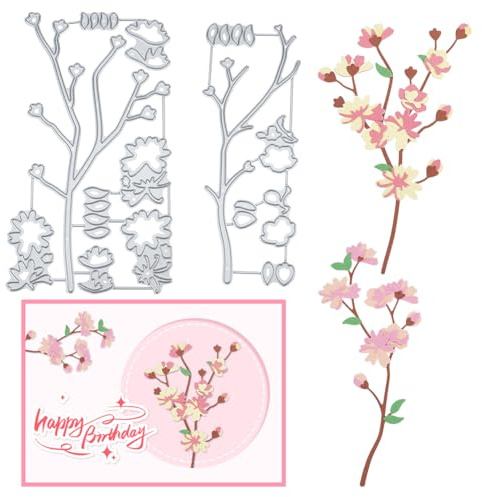 INFUNLY 14 STÜCKE Ast Stanzformen 3D Blume Metall Stanzungen Für Die Kartenherstellung Blätter Stanzungen Prägeschablone Vorlage Für DIY Scrapbooking Album Dekor