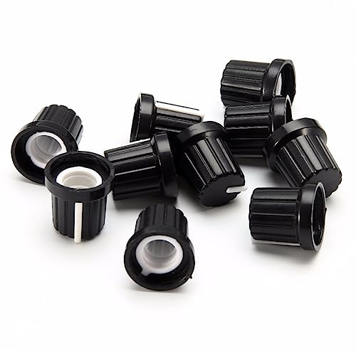 YEHUIMEI 10 Stück drehknopf 6mm Potentiometer Knöpfe für E-Gitarre Acryl Lautstärke Ton Knöpfe-Schwarz
