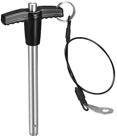 QUARKZMAN T Griff Kugelsperrbolzen 1 Stück 8mm Pin Durchm. 80mm Verwendung Länge T Griff Sicherungsstifte Edelstahl Druckschalter Schnellverschluss Stift mit Schlüsselband Kabel
