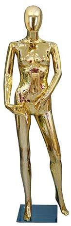 Rozhuhro Schneiderpuppe, Weiblich Schaufensterpuppe, Schaufensterpuppe, Metall Schneiderpuppe, Deko Mannequin, für Bekleidungsgeschäft Kleider,Gold,3