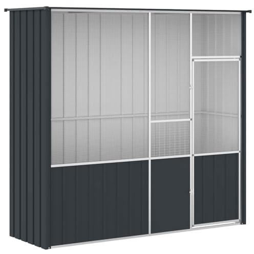 vidaXL Gabbia per Uccelli Antracite 215x78x200 cm in Acciaio Zincato