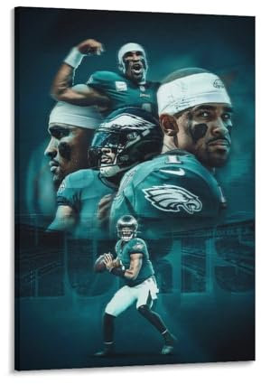 FANLAI Jalen Hurts American Football, cooles Poster, Kunstposter, Leinwand, Gemälde, Dekor, Wanddruck, Foto, Zuhause, modern, dekorativ