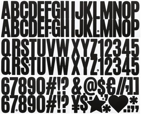 PATIKIL 6 Hojas Letras y Números Adhesivos de Vinilo 2.5 para Buzón Negro | Autoadhesivas en Mayúsculas, Ventana de Oficina Caja de Regalo Decoración de Scrapbook