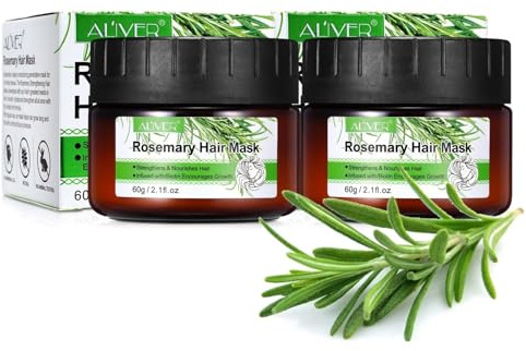 P-Beauty Rosmarin Haarmaske Set 2x60g - Intensive Haarkur für trockenes, krauses & gefärbtes Haar | Rosmarinöl Haarmaske Anti-Spliss | Haarpflege Rosmarin, erleichtert Kämmen & Stylen