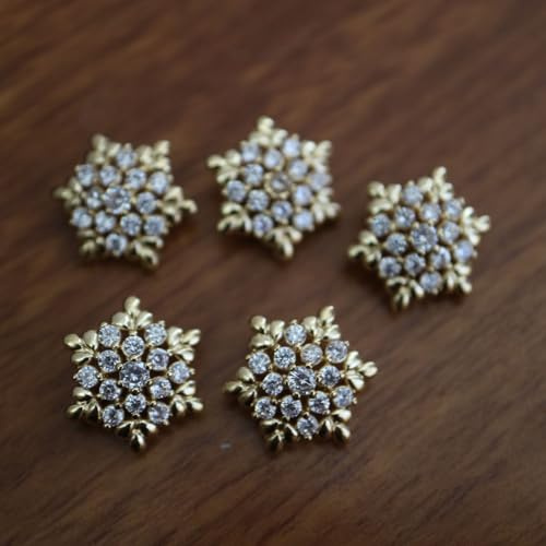 G-RUI 5pc/lot Luxury Crystal Buttons for Clothes Cubic Zirconia Metal Shank Button for Coat Decorative CZ Sewing Buttons for Shirts (K-208) (Golden)