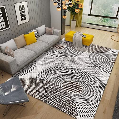 ZERAPH Kurzflorteppich Langflorteppich Grauer Abstrakter runder Druckstil Rutschfester superweicher Teppich Bettvorleger 160X230cm