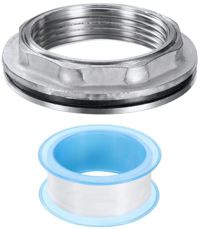 QUARKZMAN Wanddurchführung 1-1/2 weiblich 201 Edelstahl Wassertankanschluss Wassertankadapter Durchführung Rohrverschraubung mit Dichtungsband für Wassertank, Badewanne und Waschbecken