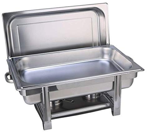 Rectangle Chafing Dish Set, Stainless Steel Chafing Dish with Food Pans Fuel Holders, Chafing Dishes Set for Catering Buffet Warmer with Folding Frame(Color:Single Grid)