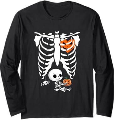 Costume d'halloween Amusant pour Femme Enceinte, Citrouille, Cage côtelée Manche Longue