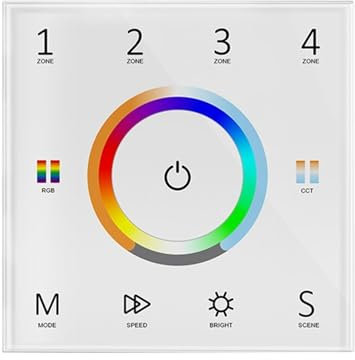 DMX512 Touch Panel principale Montaggio a parete in vetro Controller 2.4G Dimmer AC 220V 110V CCT monocromatico RGB RGBW Striscia luminosa a LED(T15-W)