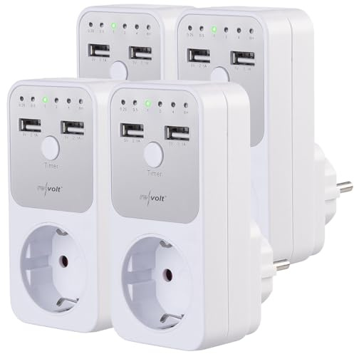 revolt Countdowntimer: 4er-Set digitale Dual-USB- & 230-V-Steckdosen-Countdown-Timer (Steckdose Timerfunktion, Steckdosen-Countdown-Zeitschaltuhr)