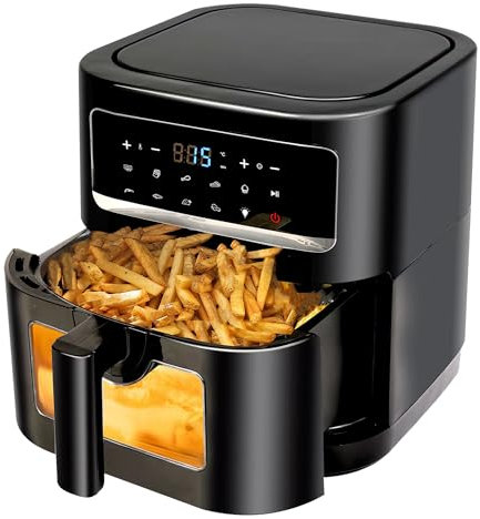 Heißluftfritteuse 7L | Airfryer XL mit Sichtfenster, Emphsism 10 in 1 Touchscreen 1800W Air Fryer Temperaturbereich 50-200℃ Eingebaute Beleuchtung, Heißluftfritteuse Klein Fettarmes Weniger Öl Kochen