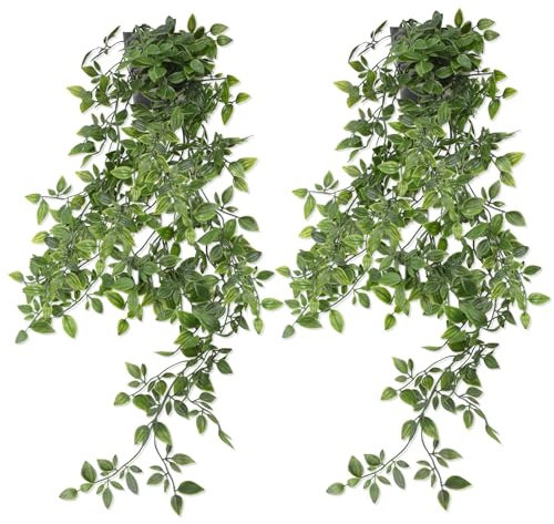 Zequech 2 Pots of Simulated Mandala Hanging Plants, Indoor and Outdoor Terraces, Office Desk Racks, Outdoor Wedding Decorations, Artificial Landscape, 85CM