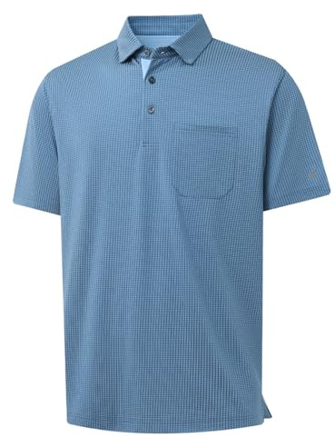 Rouen Herren-Golf-Shirt, kurzärmelig, trockene Passform, Jacquard-Performance, Feuchtigkeitstransport, lässig, mit Taschenkragen, Poloshirts für Herren