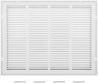 VEVOR Rejilla de Filtro de Aire de Retorno, Se Adapta a la Abertura del Conducto de 60,5 x 45,5 cm de Ancho, Filtro no Incluido, para Pared, con Recubrimiento en Polvo, 67,6 x 52,5 x 4 cm, Blanco