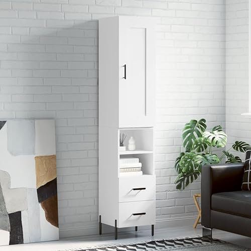 MOBCANT Highboard, Kaffeebar Vorratsschrank Küchenbuffet Arbeitsplatte Geeignet für Foyer Korridor Küche Schlafzimmer Weiß 34,5x34x180 cm Holzwerkstoff
