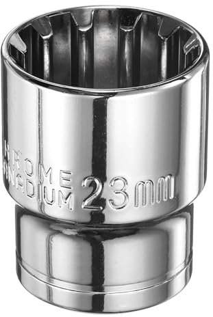 QUARKZMAN Enchufe De 12 Puntos 1/2 De Accionamiento Por 23mm Métrico Enchufe Bajo De Acero Al Cromo Vanadio Enchufes Estándar De 12 Puntos Herramienta Manual Para Mecánicos Para