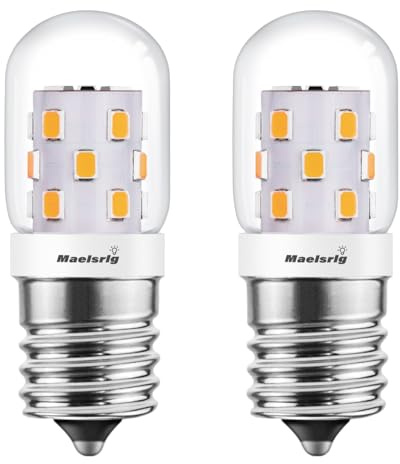 Maelsrlg LED Microwave Light Bulbs Under Hood, E17 LED Bulb Dimmable for Range Hood 40W Equivalent, 3W 380 Lumens, LED Appliance Light Bulb Over Stove, Soft White 2700K, 2 Pack