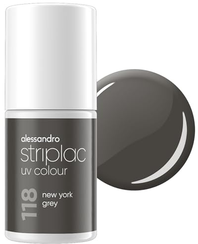 alessandro Striplac Peel-Off UV Gel Nagellack, New York Grey, 6,5ml | Hochpigmentierter UV Gel Nagellack, bis zu 15 Tage Halt, kratzfest, acetonfrei & abziehbar, HEMA-frei & vegan