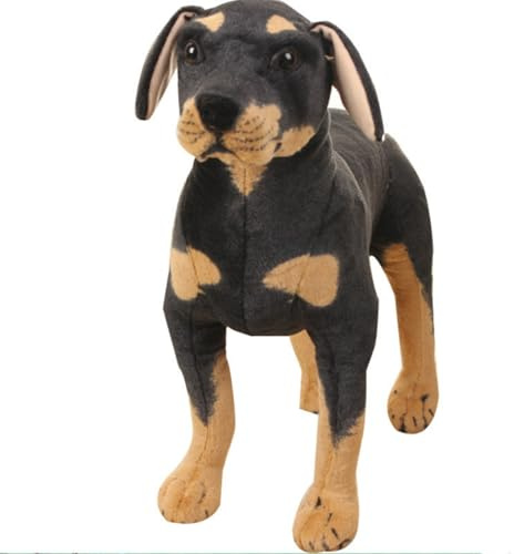 champracer Simuliertes Tier Hund Plüschtier lebensechter Rottweiler-Welpe Plüsch Stoffhund Plush Toy Stehend Schwarzer Hund Stofftier Spielzeug Geschenke für Jungen Mädchen (27cm)